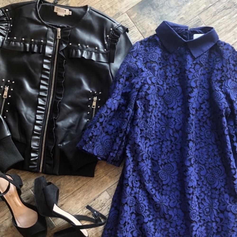 Boutique French Lace Navy Blue Shift Dress
